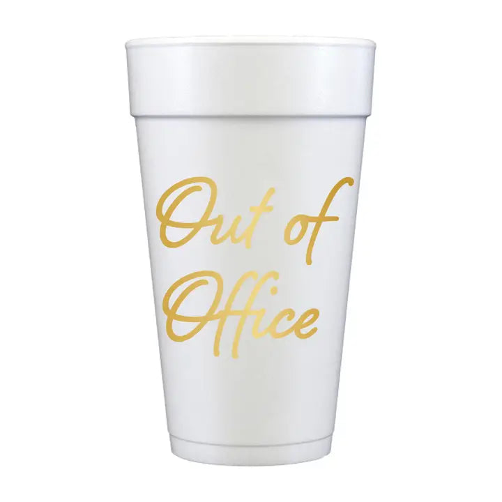 Out of Office Gold Foam Cups