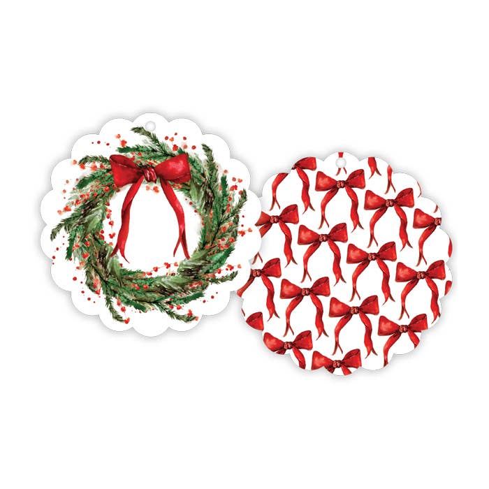 Tom Tom Holiday Wreath with Berries Scalloped Gift Tags