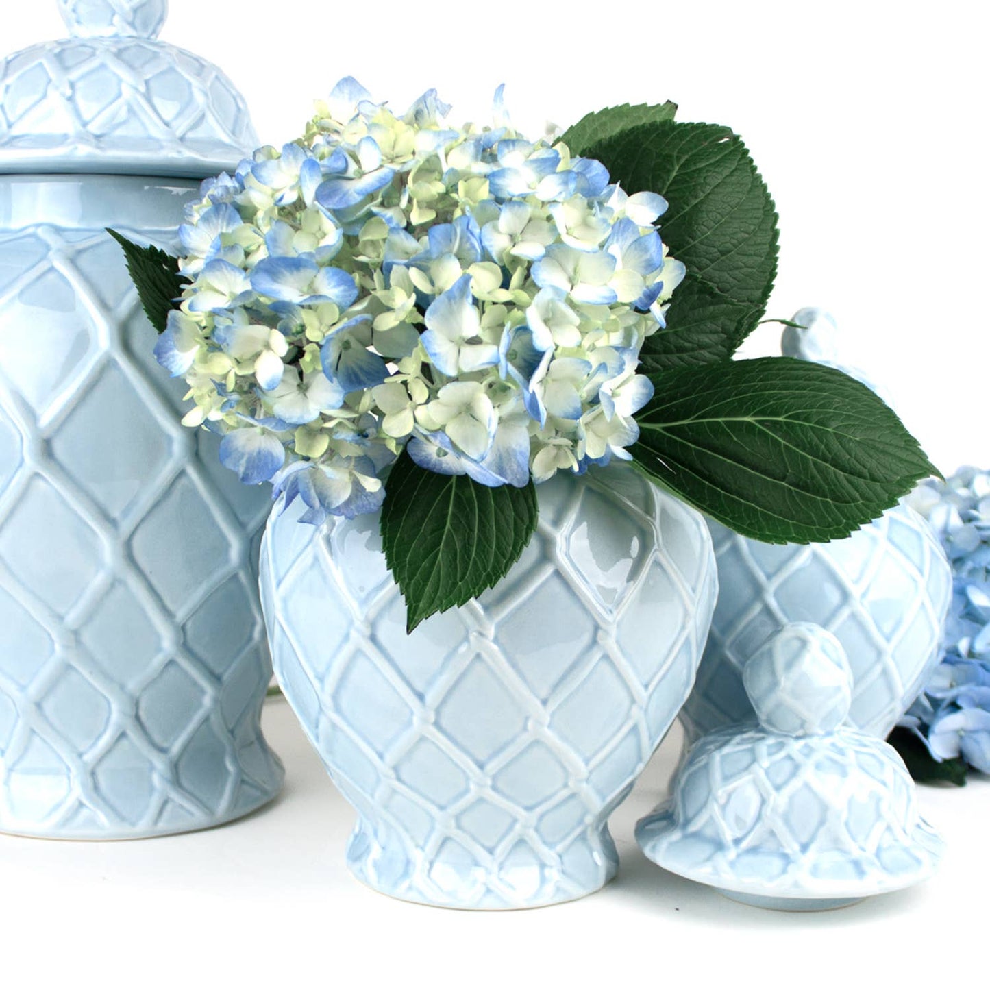 Light Blue Textured Ginger Jar