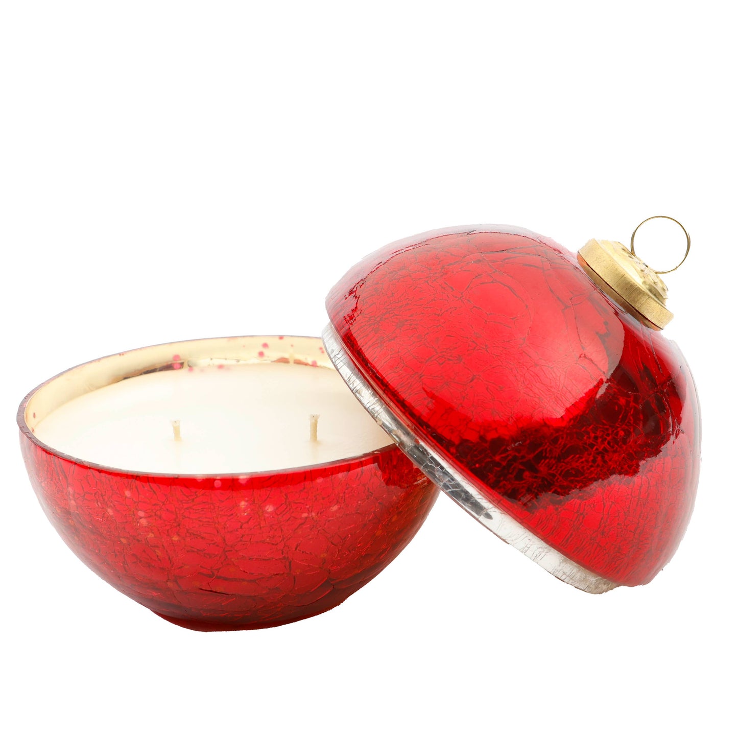 Noel Red Glass Ornament Candle