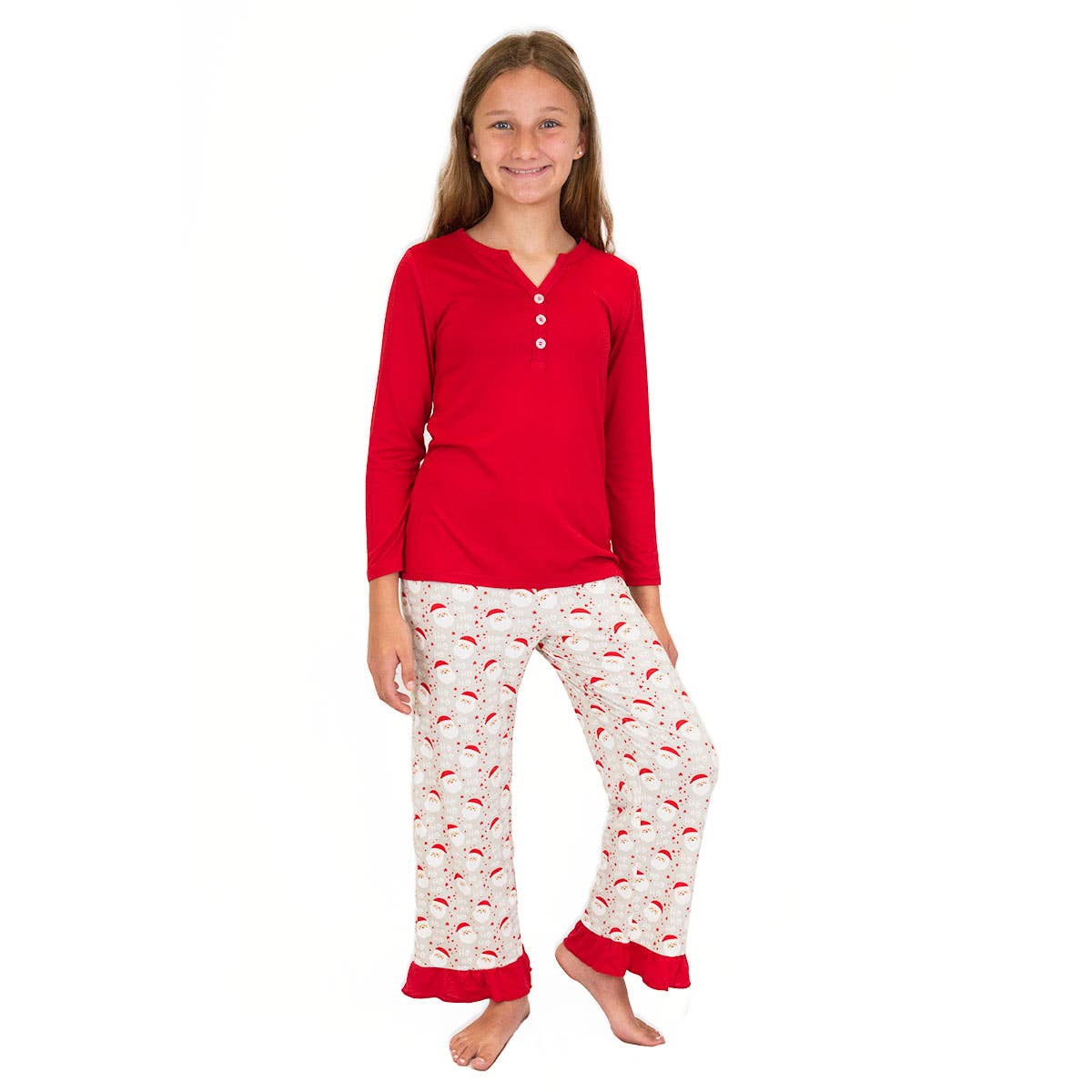 Girl's Cheerful Santa Ruffle Sleep Pants