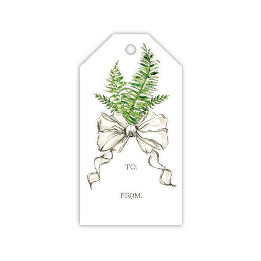 Handpainted Fern with Bows Gift Tag