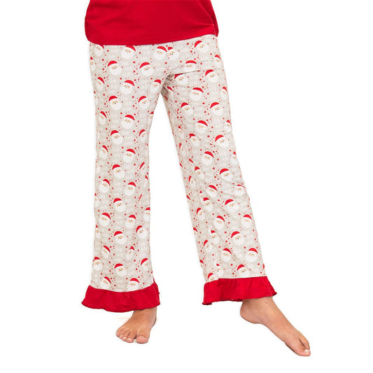 Girl's Cheerful Santa Ruffle Sleep Pants